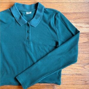 Sunday Best Green Cropped Polo Top Medium